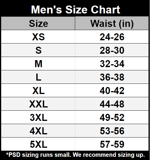 Men's Size Chart – PSD Underwear Help Center